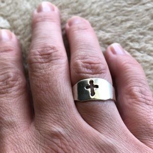 Real Silver Cross Ring size 6